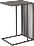 Bijzettafel Strington - Mat zwart melamine - Metaal
