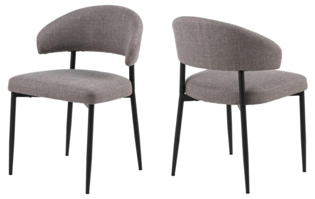Eetkamerstoel Edina 8211 Stof Basel Lichtgrijs Bruin 8211 Zwart Metaal Minimale Bestelling 2 Stuks