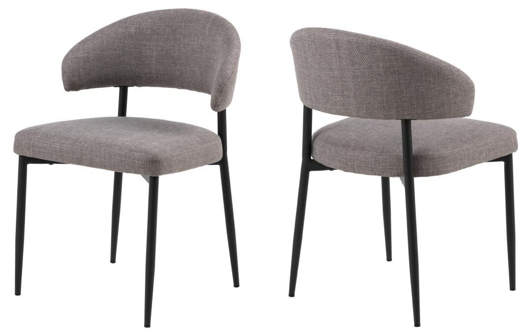Eetkamerstoel Edina 8211 Stof Basel Lichtgrijs Bruin 8211 Zwart Metaal Minimale Bestelling 2 Stuks