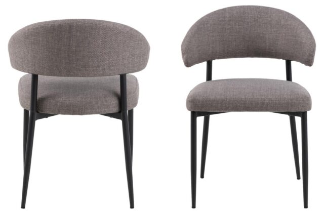 Eetkamerstoel Edina 8211 Stof Basel Lichtgrijs Bruin 8211 Zwart Metaal Minimale Bestelling 2 Stuks
