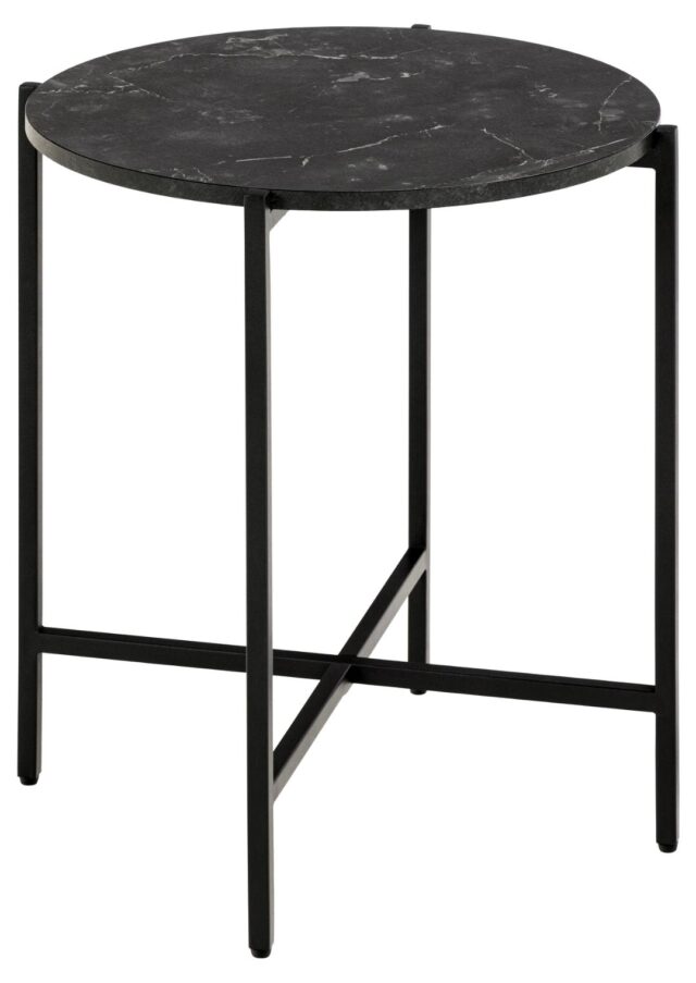 Bijzettafel Lamoine 8211 Zwart Marmerlook Mdf 8211 Metaal