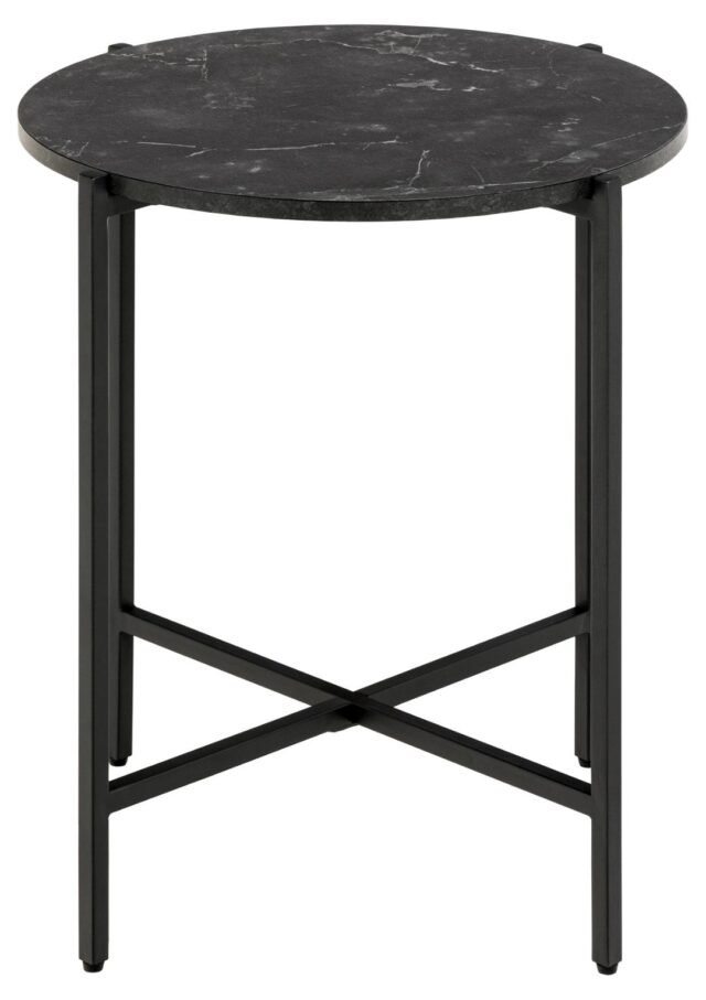 Bijzettafel Lamoine 8211 Zwart Marmerlook Mdf 8211 Metaal