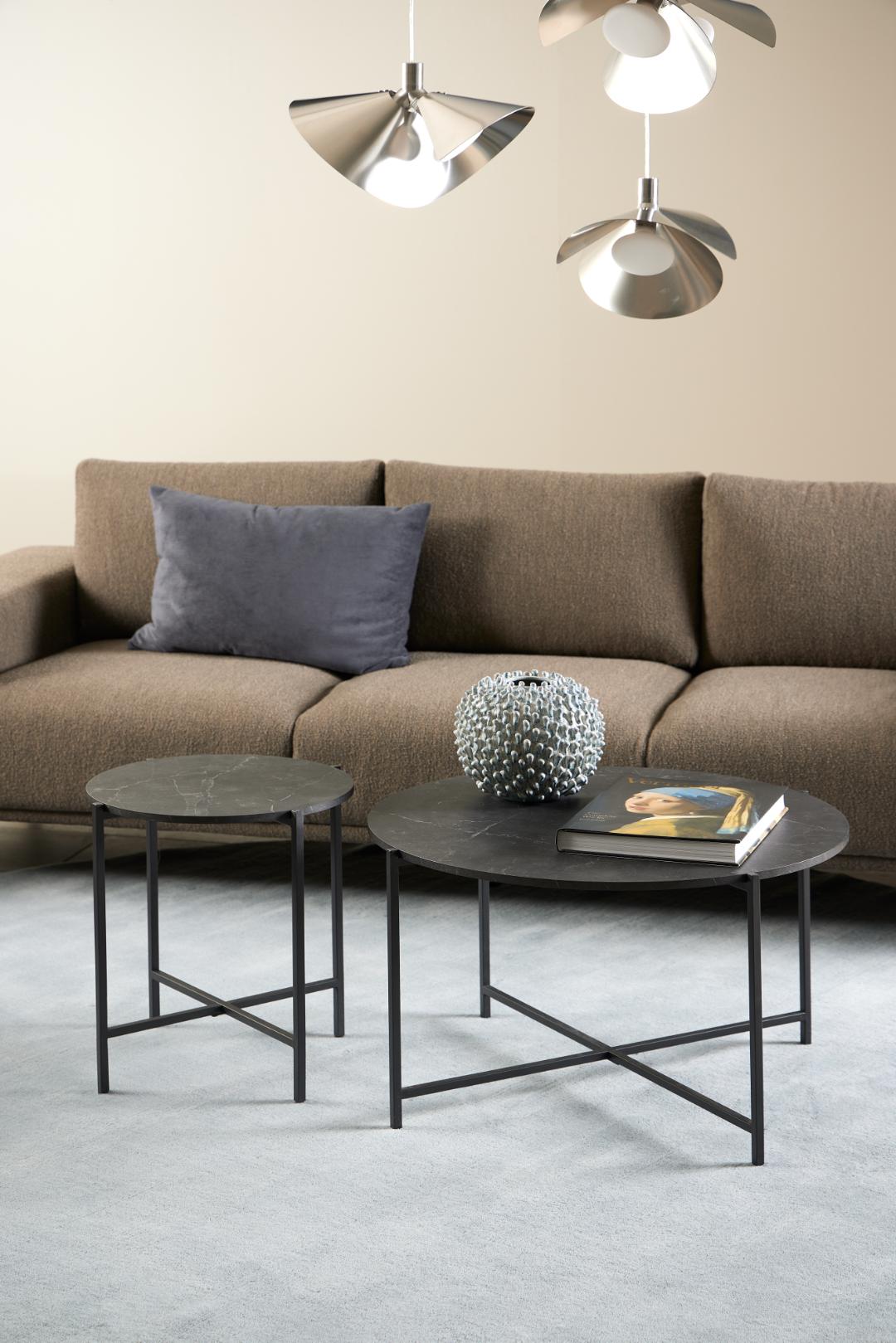 Bijzettafel Lamoine 8211 Zwart Marmerlook Mdf 8211 Metaal