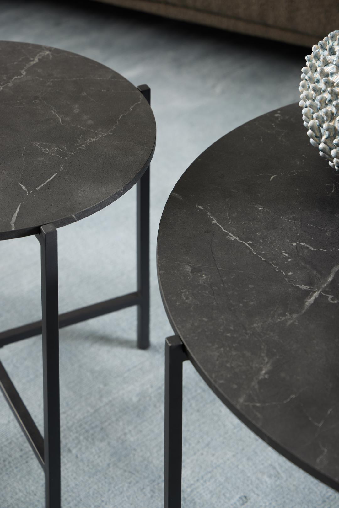 Bijzettafel Lamoine 8211 Zwart Marmerlook Mdf 8211 Metaal
