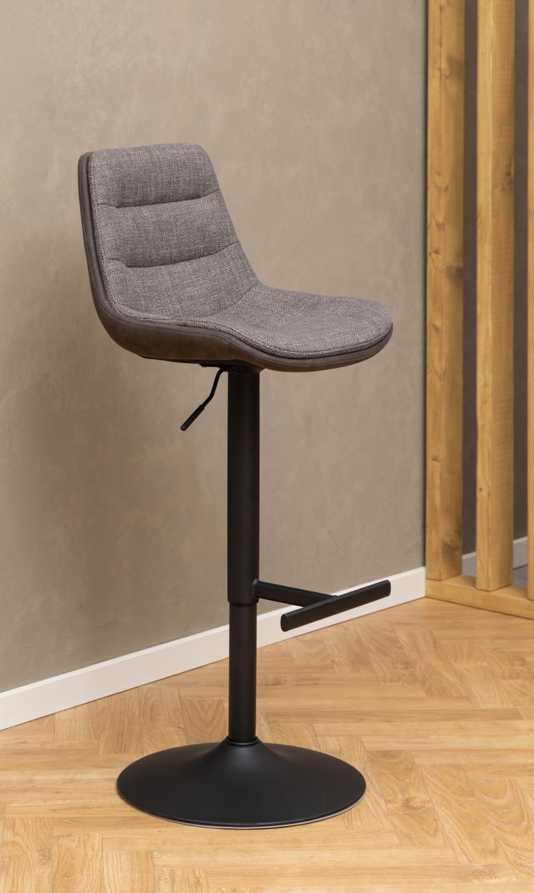 Barkruk Adisa 8211 Stof Basel Lichtgrijs Bruin 8211 Staal Minimale Bestelling 2 Stuks