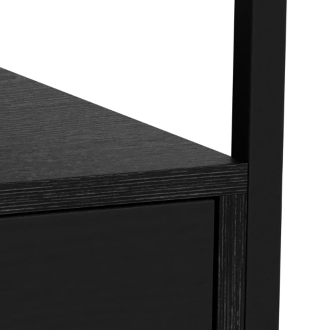 Nachtkastje Randolf 8211 Zwart Melamine 8211 Gerookt Glas