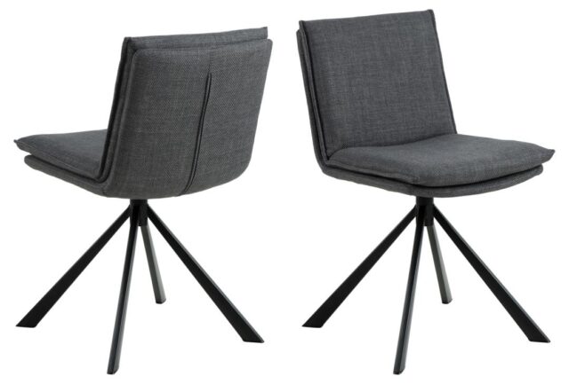 Eetkamerstoel Flynn 8211 Stof Basel Donkergrijs 8211 Zwart Metaal