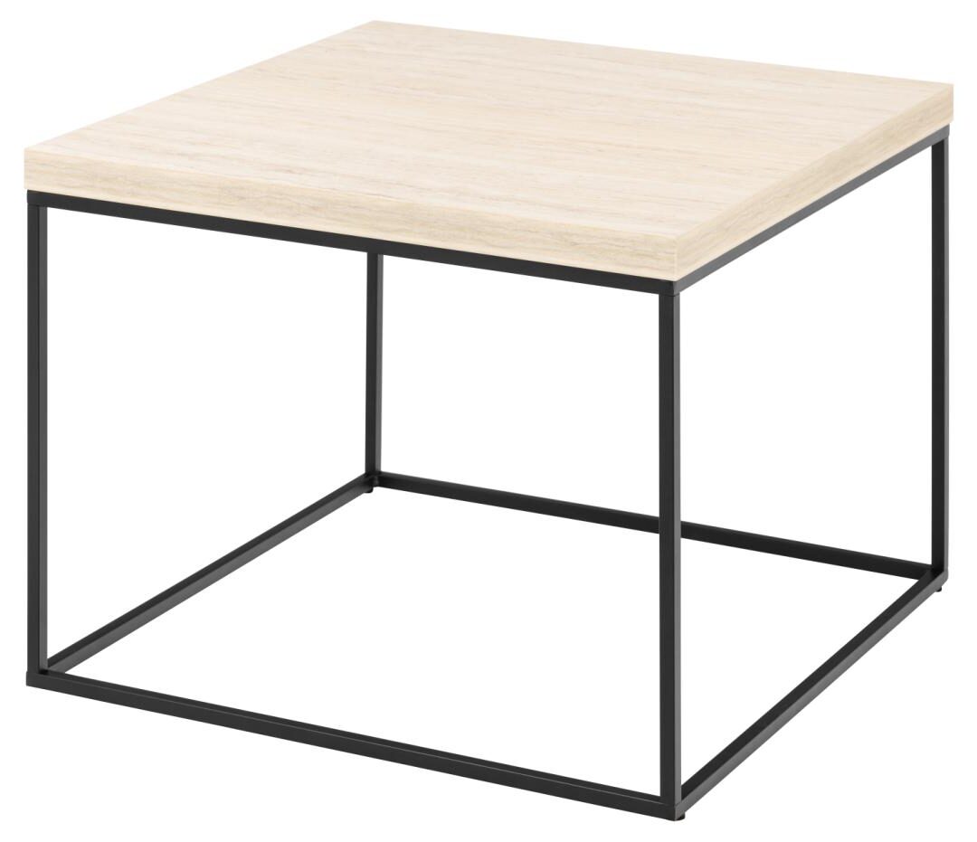 Salontafel Barossa 8211 Travertijn Look 8211 Zwart Metaal