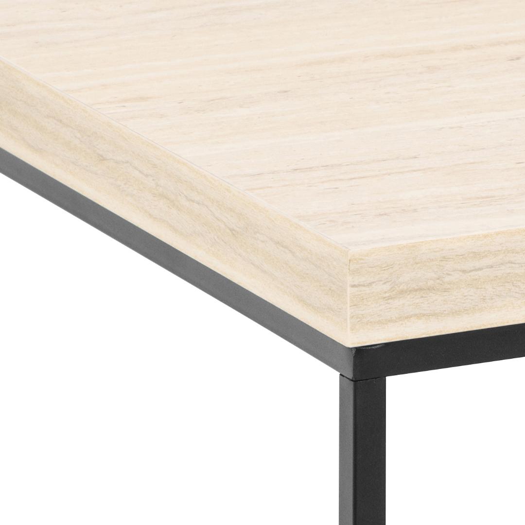 Salontafel Barossa 8211 Travertijn Look 8211 Zwart Metaal