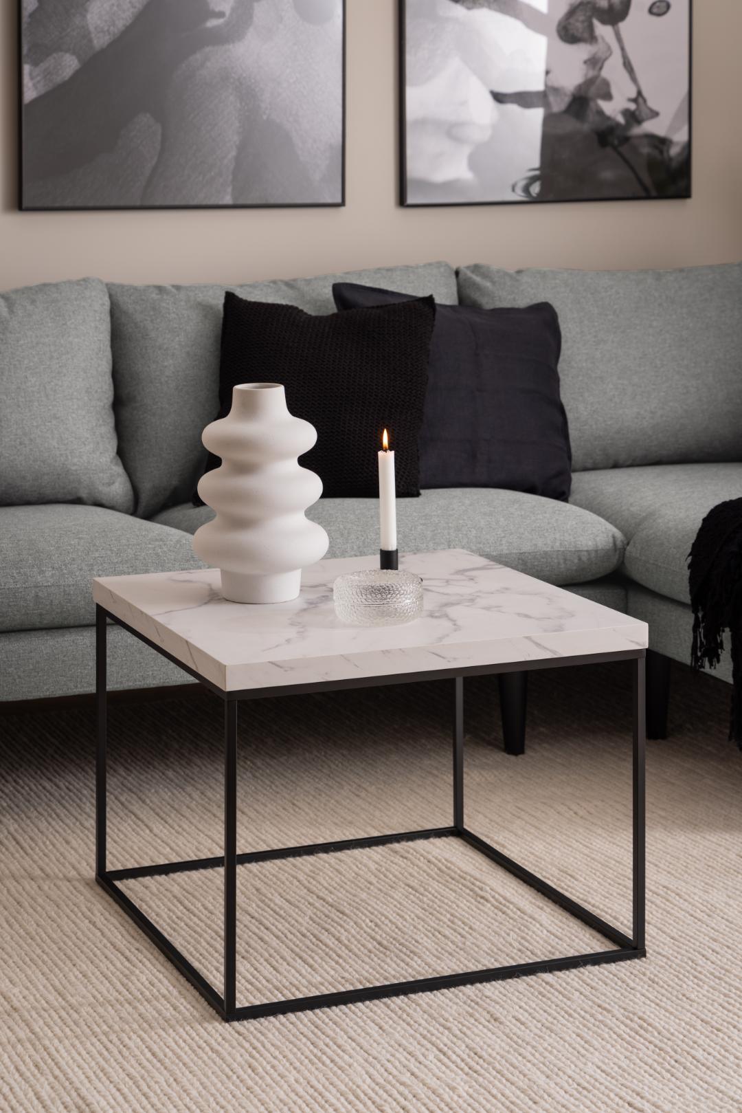 Salontafel Barossa 8211 Wit Marmerlook Mdf 8211 Zwart Metaal