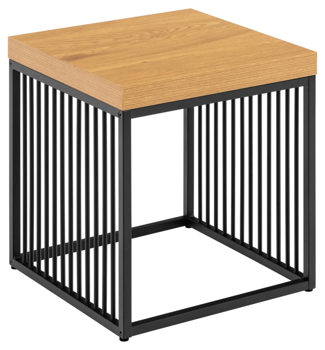 Bijzettafel Strington 8211 Wild Eiken Melamine 8211 Zwart Metaal