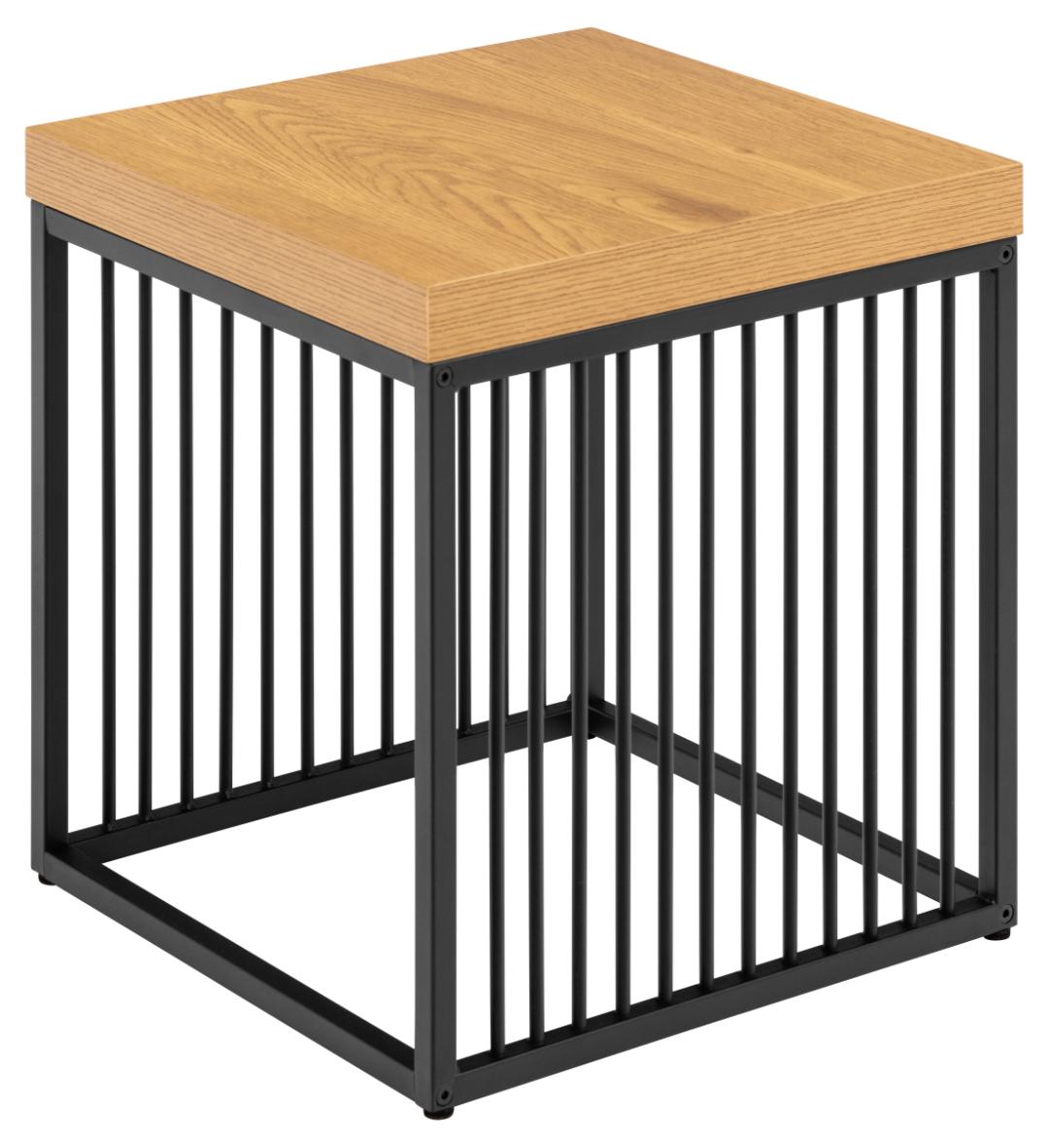 Bijzettafel Strington 8211 Wild Eiken Melamine 8211 Zwart Metaal