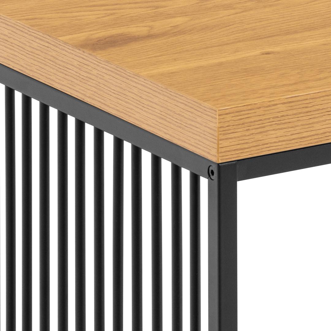Bijzettafel Strington 8211 Wild Eiken Melamine 8211 Zwart Metaal