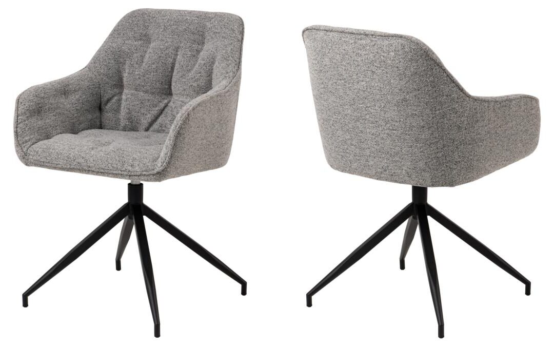 Eetkamerstoel Brooke 8211 Stof Monza Grijs 8211 Zwart Metaal Minimale Bestelling 2 Stuks