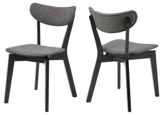 Eetkamerstoel Roxby 8211 Zwart Hout 8211 Stof Grijs Minimale Bestelling 2 Stuks