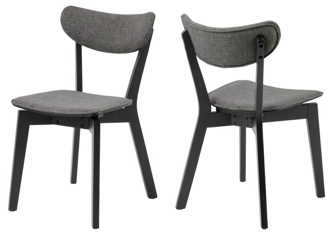 Eetkamerstoel Roxby 8211 Zwart Hout 8211 Stof Grijs Minimale Bestelling 2 Stuks
