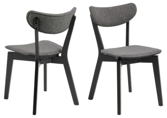 Eetkamerstoel Roxby 8211 Zwart Hout 8211 Stof Grijs Minimale Bestelling 2 Stuks