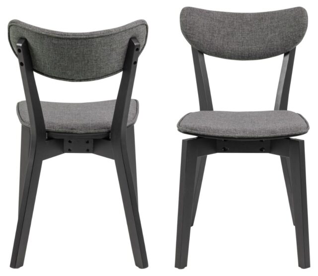 Eetkamerstoel Roxby 8211 Zwart Hout 8211 Stof Grijs Minimale Bestelling 2 Stuks