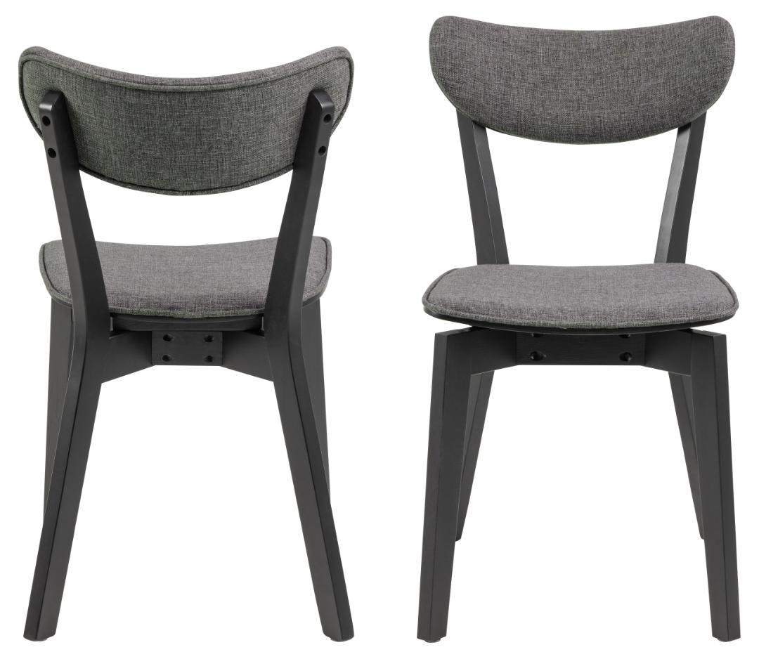 Eetkamerstoel Roxby 8211 Zwart Hout 8211 Stof Grijs Minimale Bestelling 2 Stuks