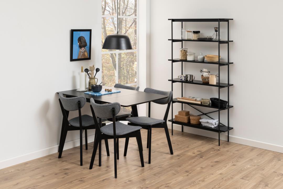 Eetkamerstoel Roxby 8211 Zwart Hout 8211 Stof Grijs Minimale Bestelling 2 Stuks