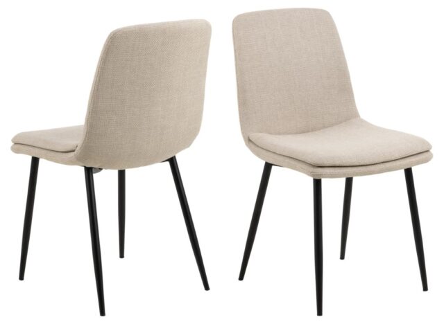 Eetkamerstoel Becca 8211 Stof Basel Beige 8211 Zwart Metaal Minimale Bestelling 4 Stuks