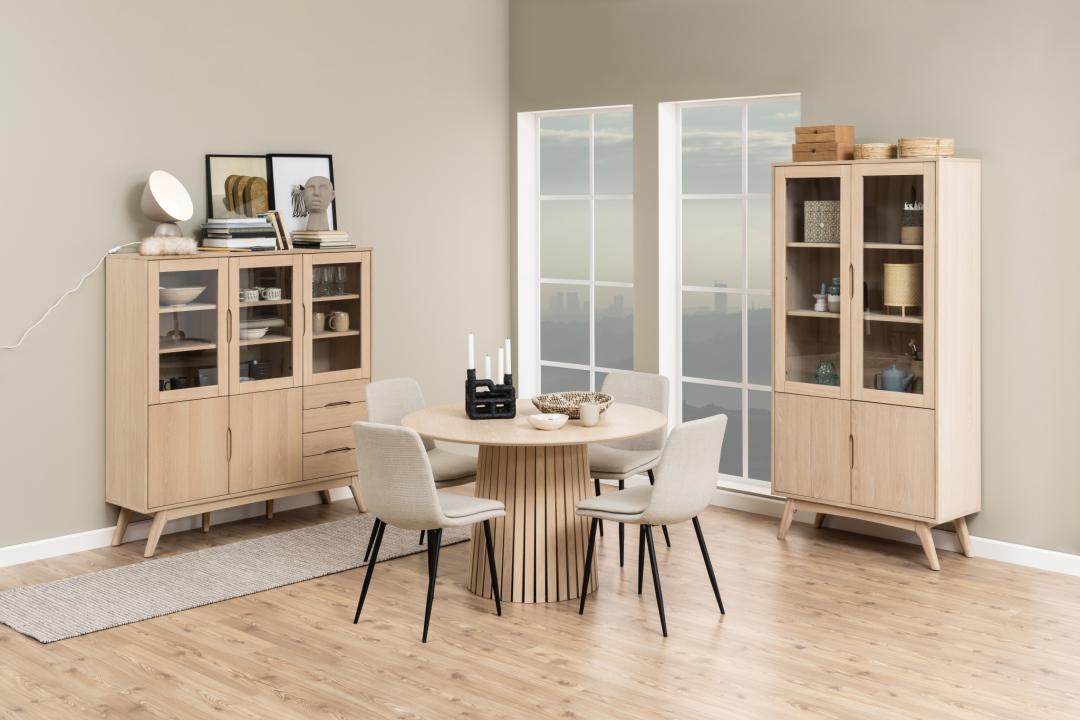 Eetkamerstoel Becca 8211 Stof Basel Beige 8211 Zwart Metaal Minimale Bestelling 4 Stuks