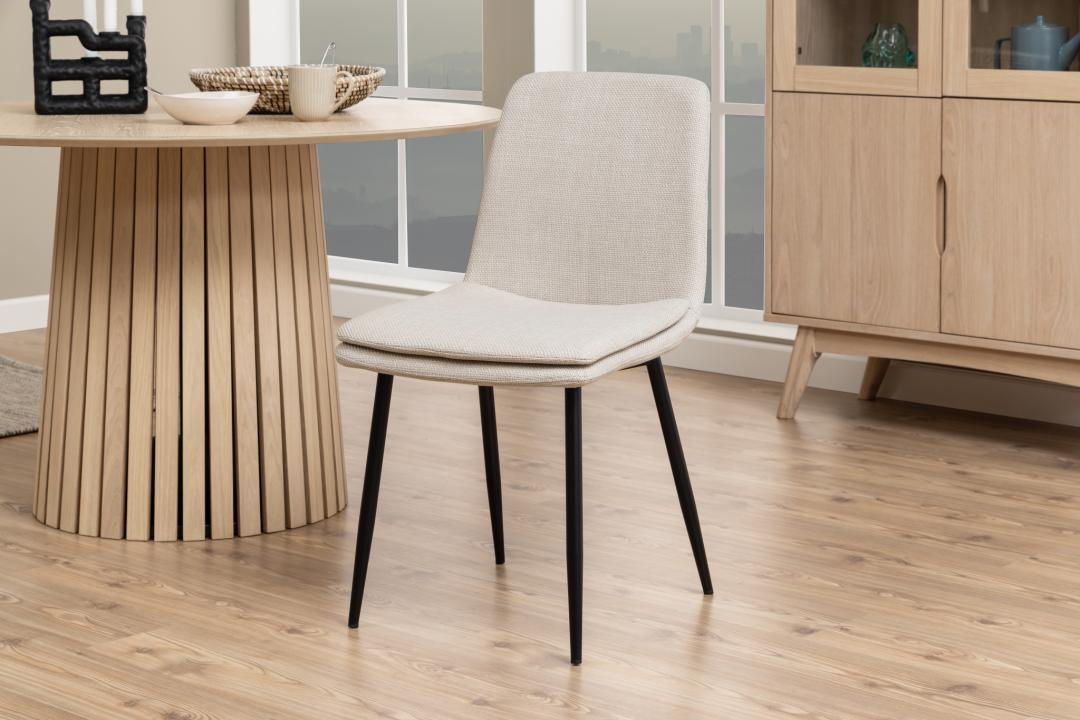 Eetkamerstoel Becca 8211 Stof Basel Beige 8211 Zwart Metaal Minimale Bestelling 4 Stuks