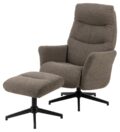 Relaxfauteuil Londen - met voetenbank - Stof Monza taupe