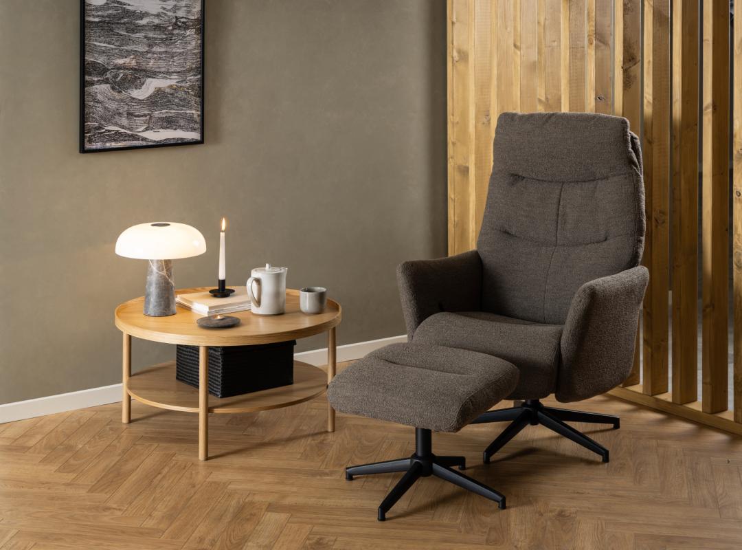 Relaxfauteuil Londen 8211 Met Voetenbank 8211 Stof Monza Taupe