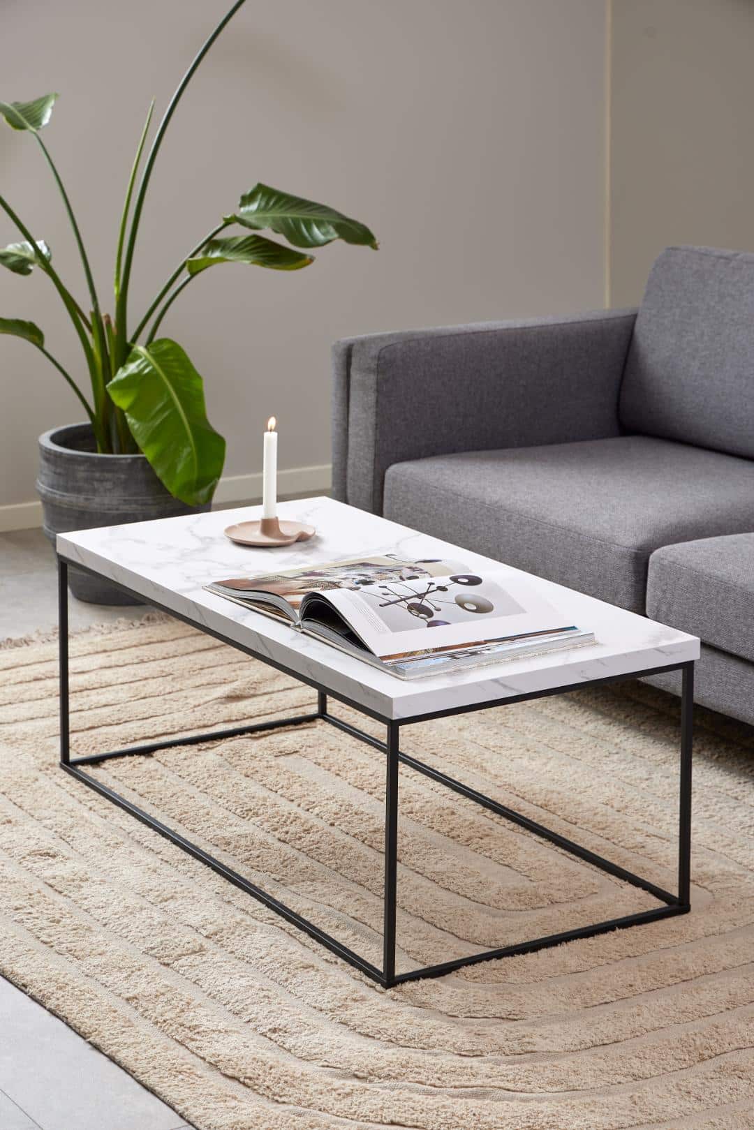 Salontafel Barossa 8211 Wit Marmer Stuctuur 8211 Metaal Salontafel Barossa 8211 Wit Marmer Stuctuur 8211 Metaal