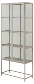 Vitrinekast Seaford - Grijs gepoedercoat stalen frame