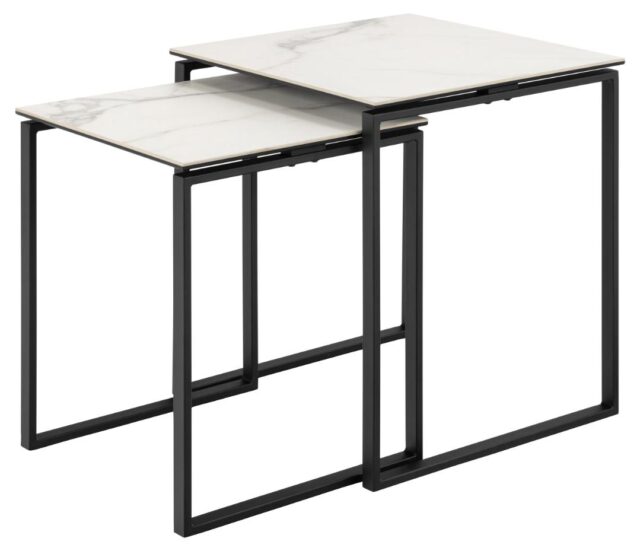 Salontafel Set Katrine 8211 Wit Keramiek Look 8211 Metaal