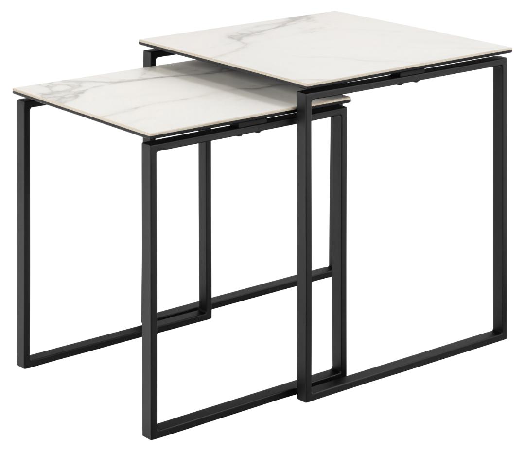 Salontafel Set Katrine 8211 Wit Keramiek Look 8211 Metaal