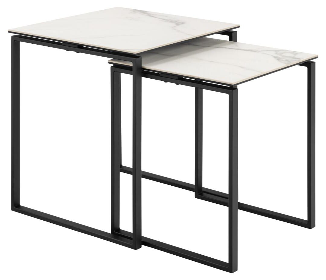Salontafel Set Katrine 8211 Wit Keramiek Look 8211 Metaal Salontafel Set Katrine 8211 Wit Keramiek Look 8211 Metaal