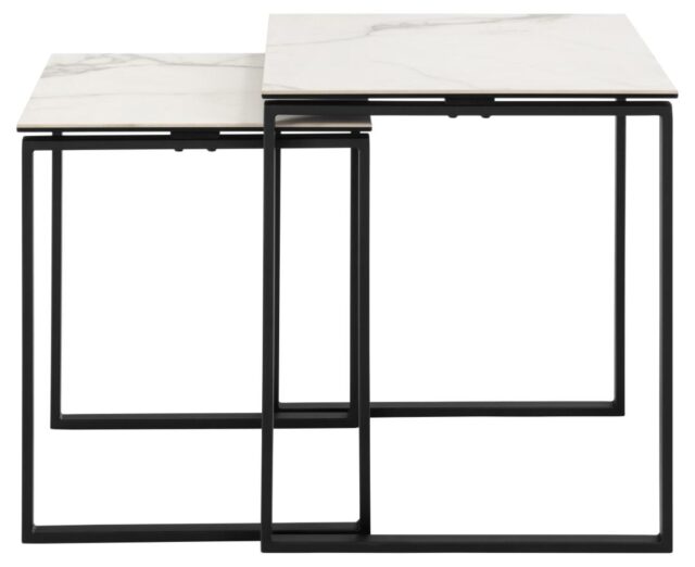 Salontafel Set Katrine 8211 Wit Keramiek Look 8211 Metaal