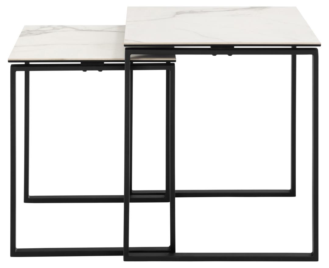 Salontafel Set Katrine 8211 Wit Keramiek Look 8211 Metaal