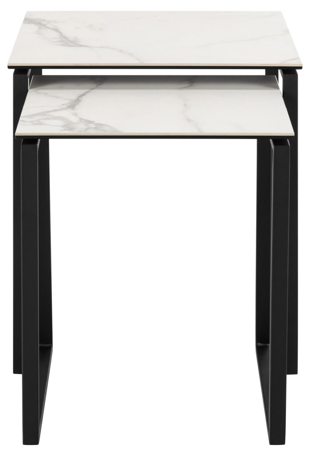 Salontafel Set Katrine 8211 Wit Keramiek Look 8211 Metaal