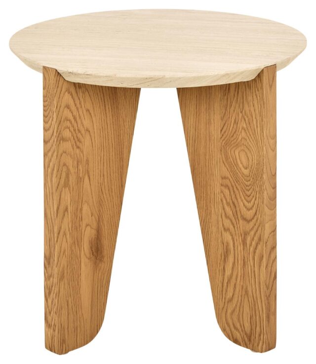 Bijzettafel Dockland 8211 Ruw Travertijn 8211 Eiken Melamine