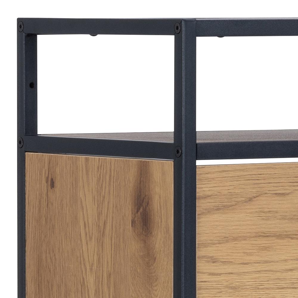 Schoenenkast Seaford 8211 Ruw Eiken Melamine Zwart Metaal