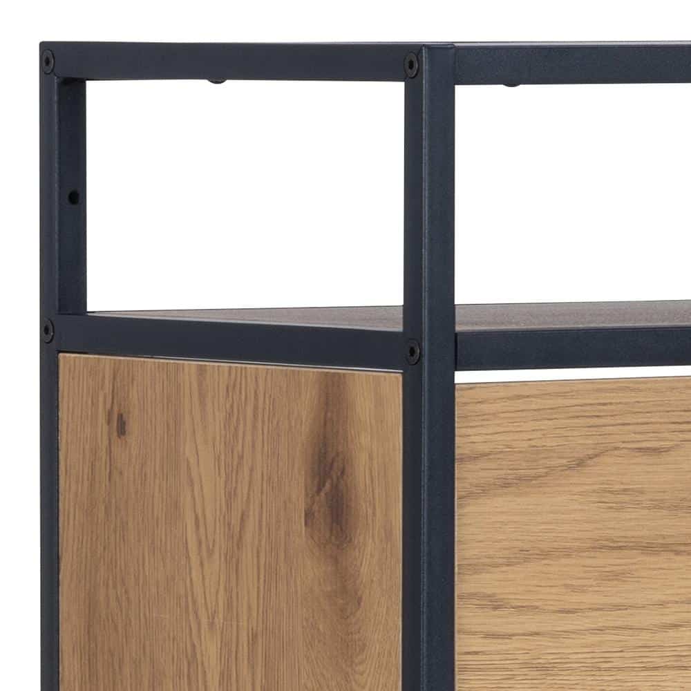 Schoenenkast Seaford 8211 Ruw Eikenpapier Zwart Metaal