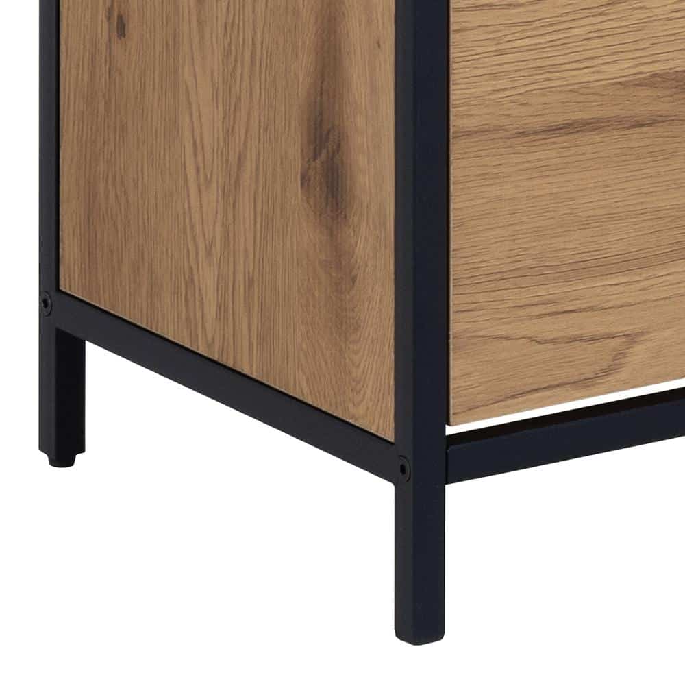 Schoenenkast Seaford 8211 Ruw Eikenpapier Zwart Metaal