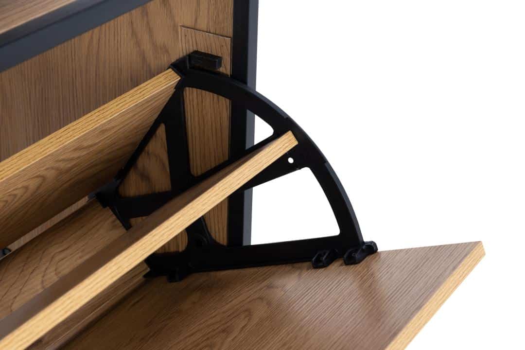 Schoenenkast Seaford 8211 Ruw Eikenpapier Zwart Metaal