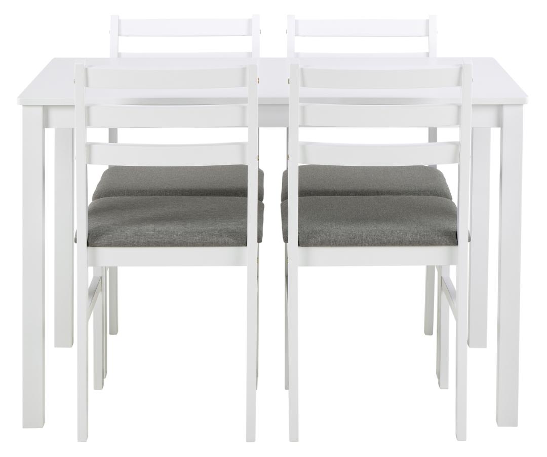 Eetkamerset Alicante 8211 Tafel En 4 Stoelen 8211 Wit Mdf 8211 Stof Lichtgrijs