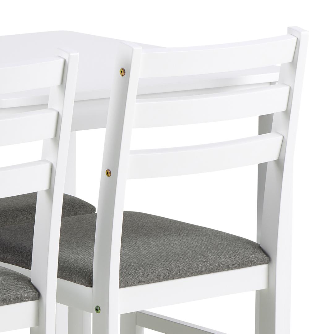 Eetkamerset Alicante 8211 Tafel En 4 Stoelen 8211 Wit Mdf 8211 Stof Lichtgrijs