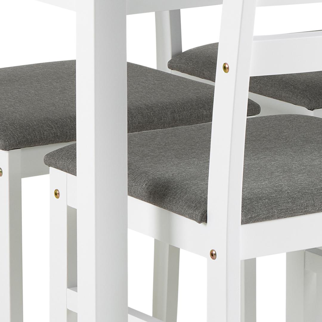 Eetkamerset Alicante 8211 Tafel En 4 Stoelen 8211 Wit Mdf 8211 Stof Lichtgrijs