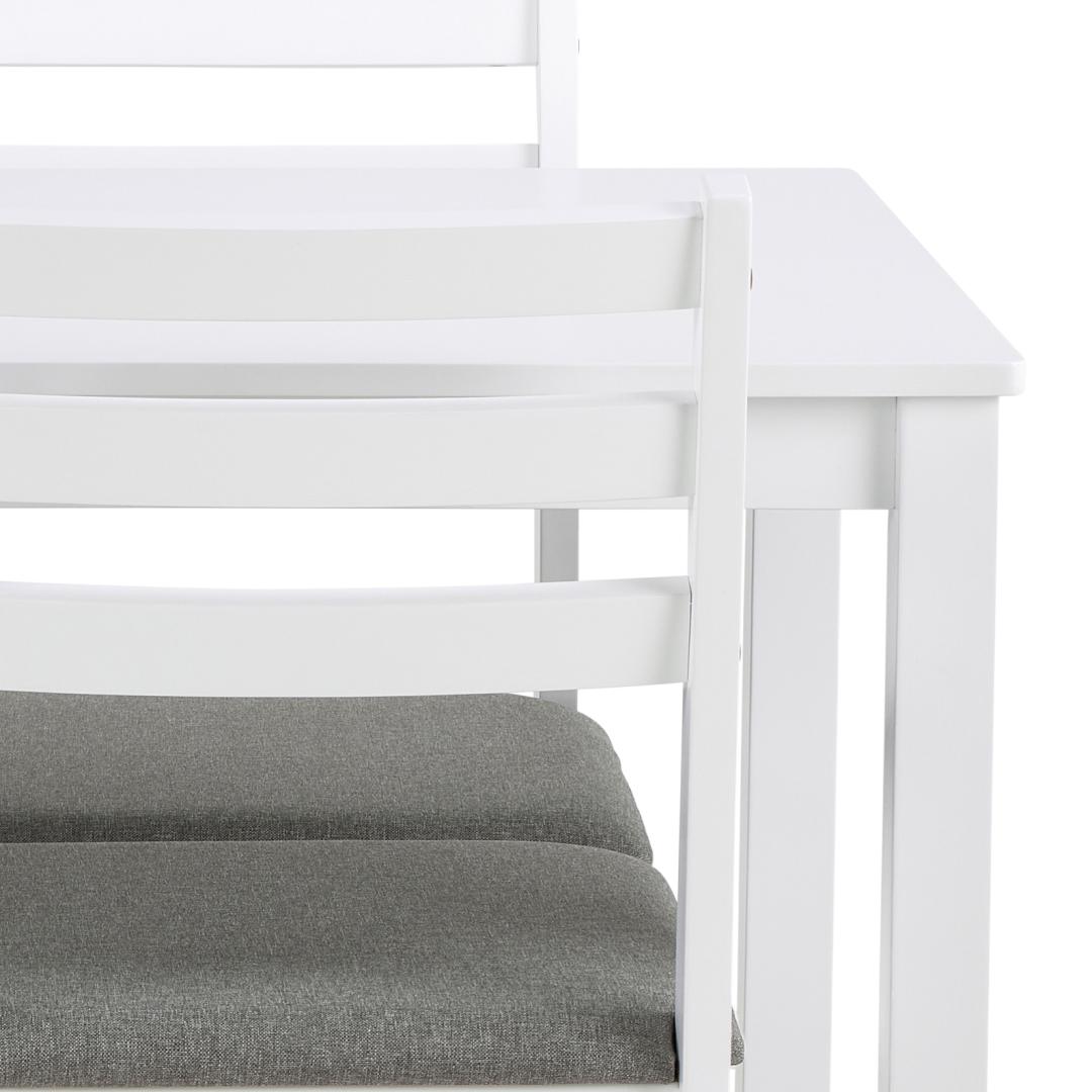 Eetkamerset Alicante 8211 Tafel En 4 Stoelen 8211 Wit Mdf 8211 Stof Lichtgrijs