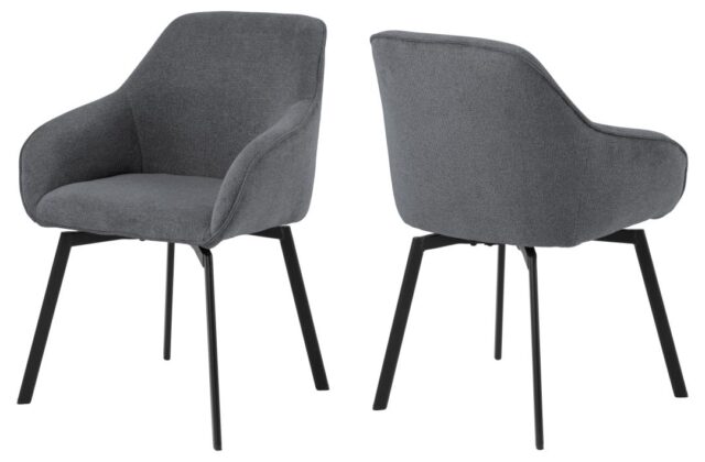 Eetkamerstoel Clara 8211 Stof Caso Antraciet 8211 Zwart Metaal Minimale Bestelling 2 Stuks