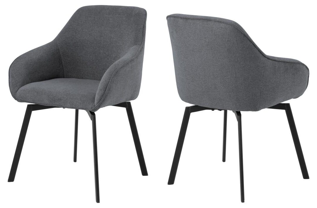 Eetkamerstoel Clara 8211 Stof Caso Antraciet 8211 Zwart Metaal Minimale Bestelling 2 Stuks