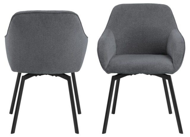 Eetkamerstoel Clara 8211 Stof Caso Antraciet 8211 Zwart Metaal Minimale Bestelling 2 Stuks