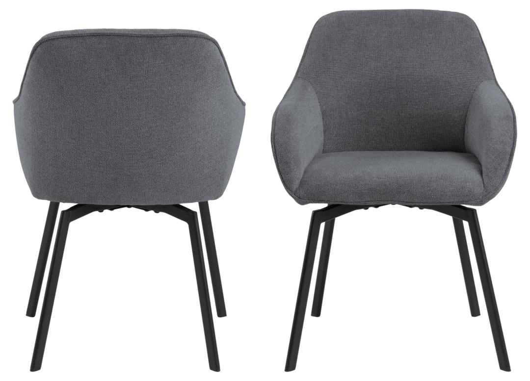Eetkamerstoel Clara 8211 Stof Caso Antraciet 8211 Zwart Metaal Minimale Bestelling 2 Stuks